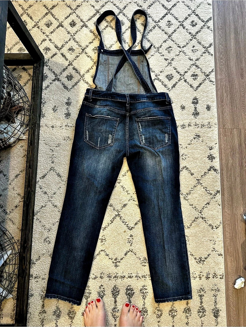 Free People FP Utility Overall Denim Straight Leg Overalls Waist 27 - Picture 2 of 10